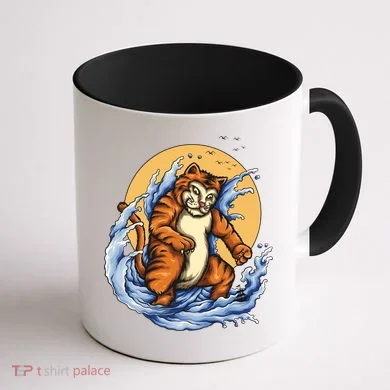 Catzilla Great Wave Coffee Mug back