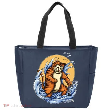 Catzilla Great Wave Tote Bag