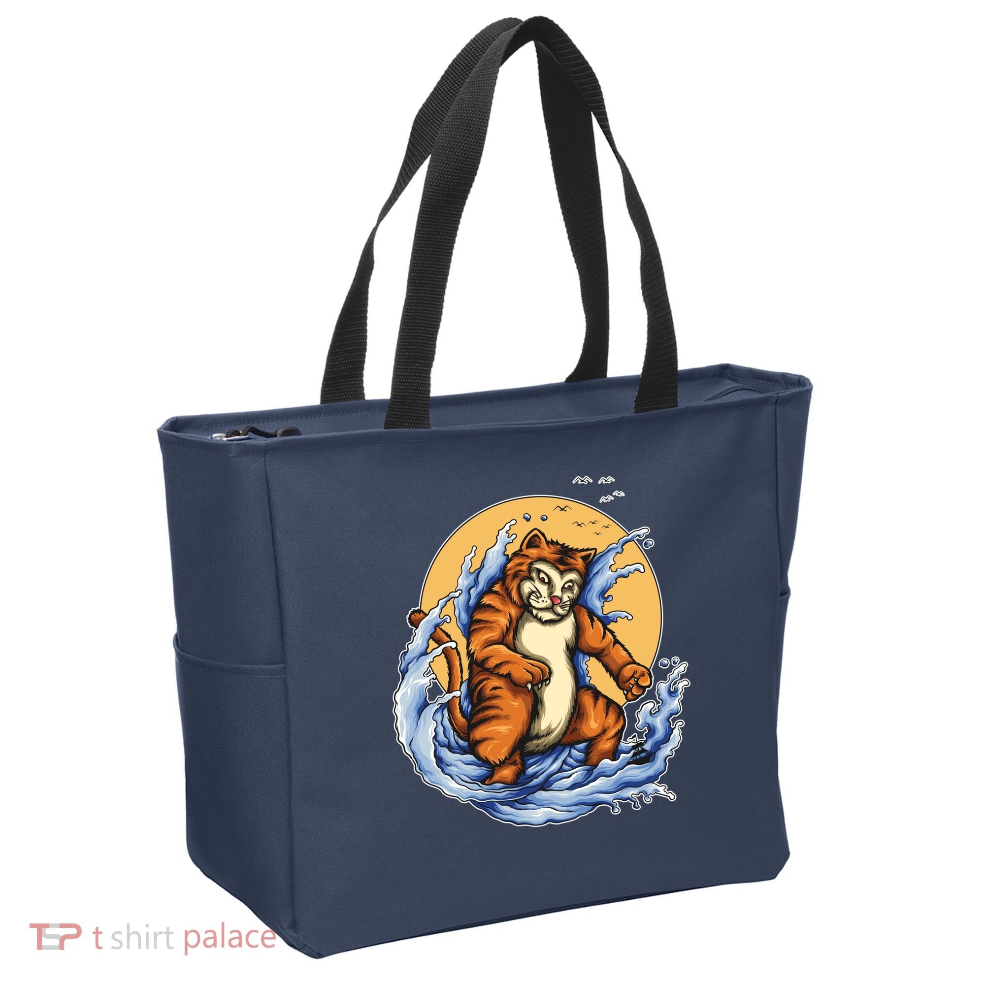 Catzilla Great Wave Tote Bag