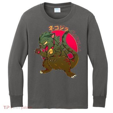 Catzilla Japanese Monster Movie Kids Long Sleeve Shirt