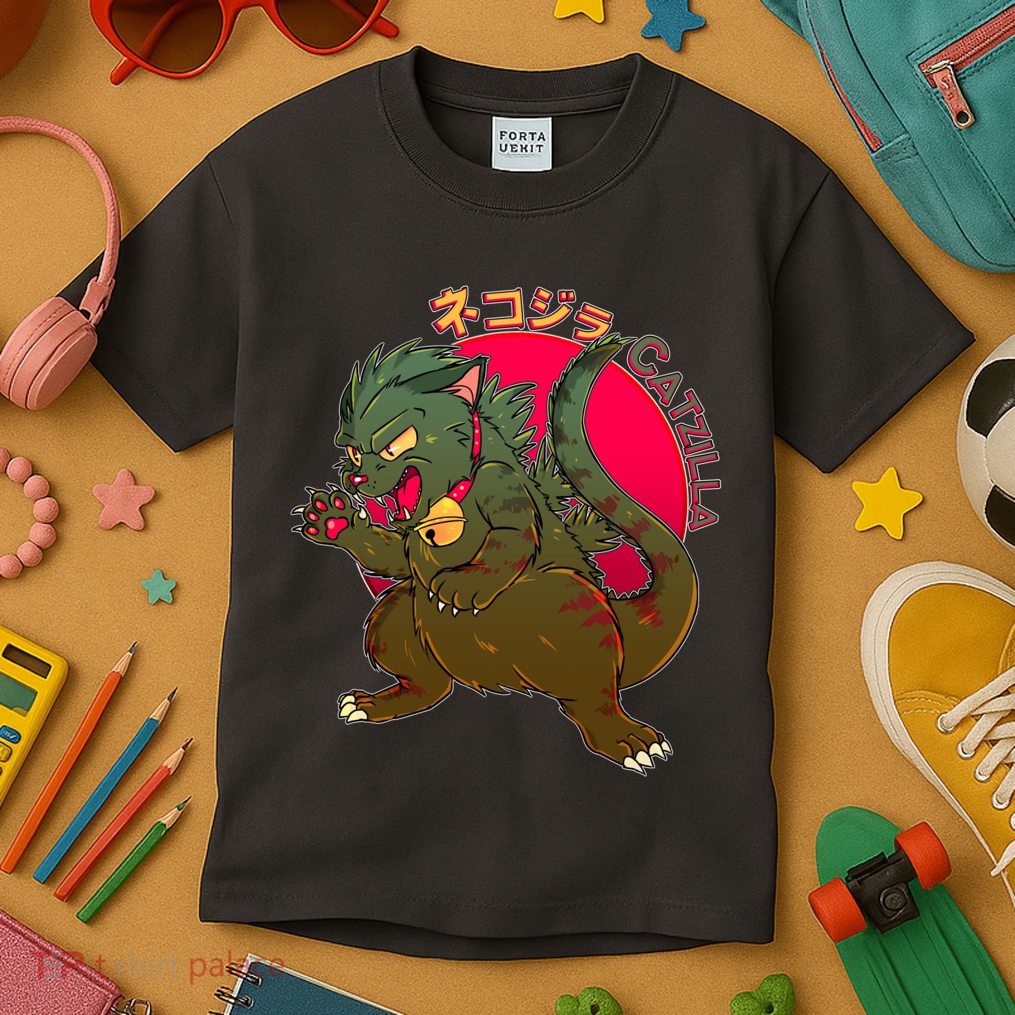 Catzilla Japanese Monster Movie Kids T-Shirt