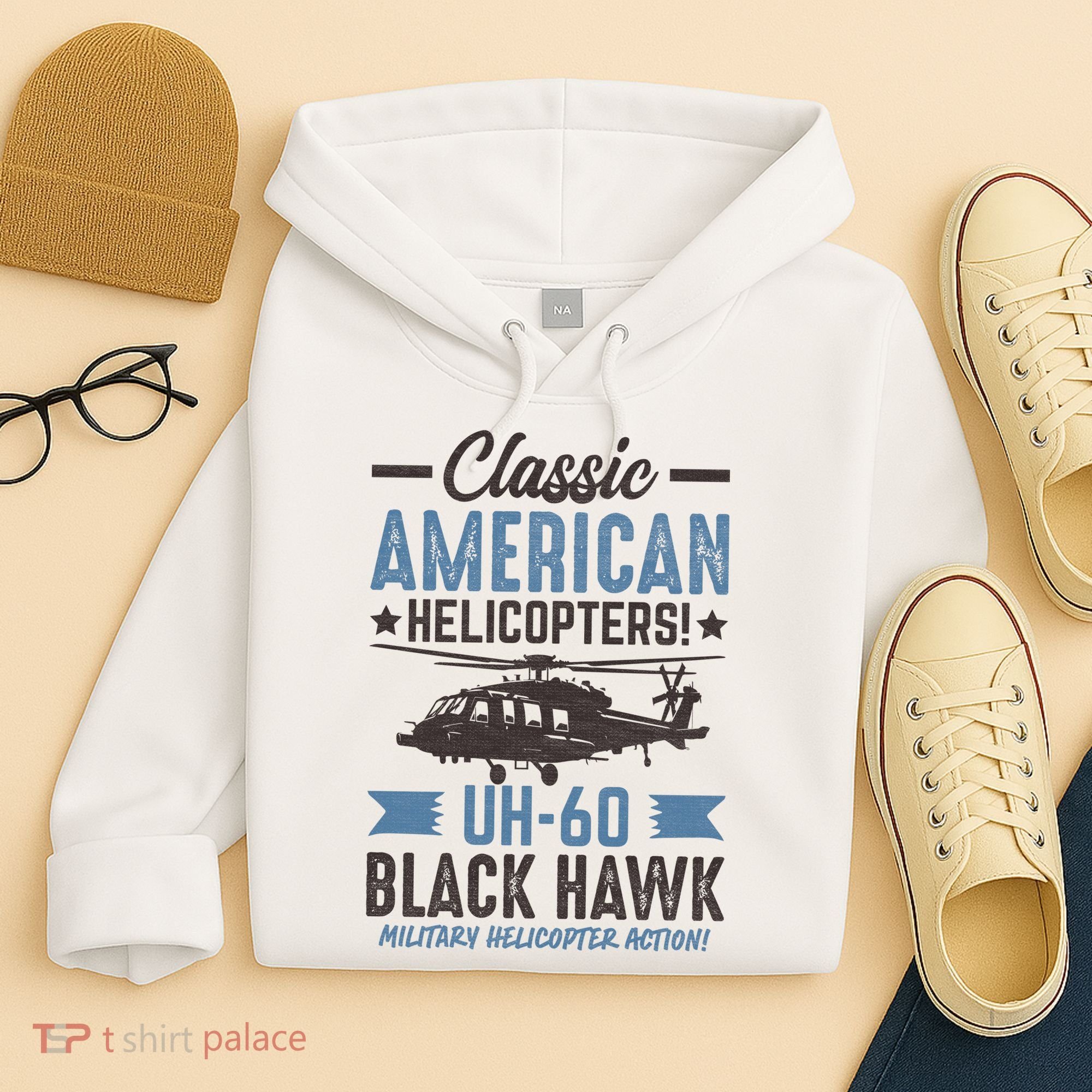 Classic American UH-60 Black Hawk Helicopter Hoodie