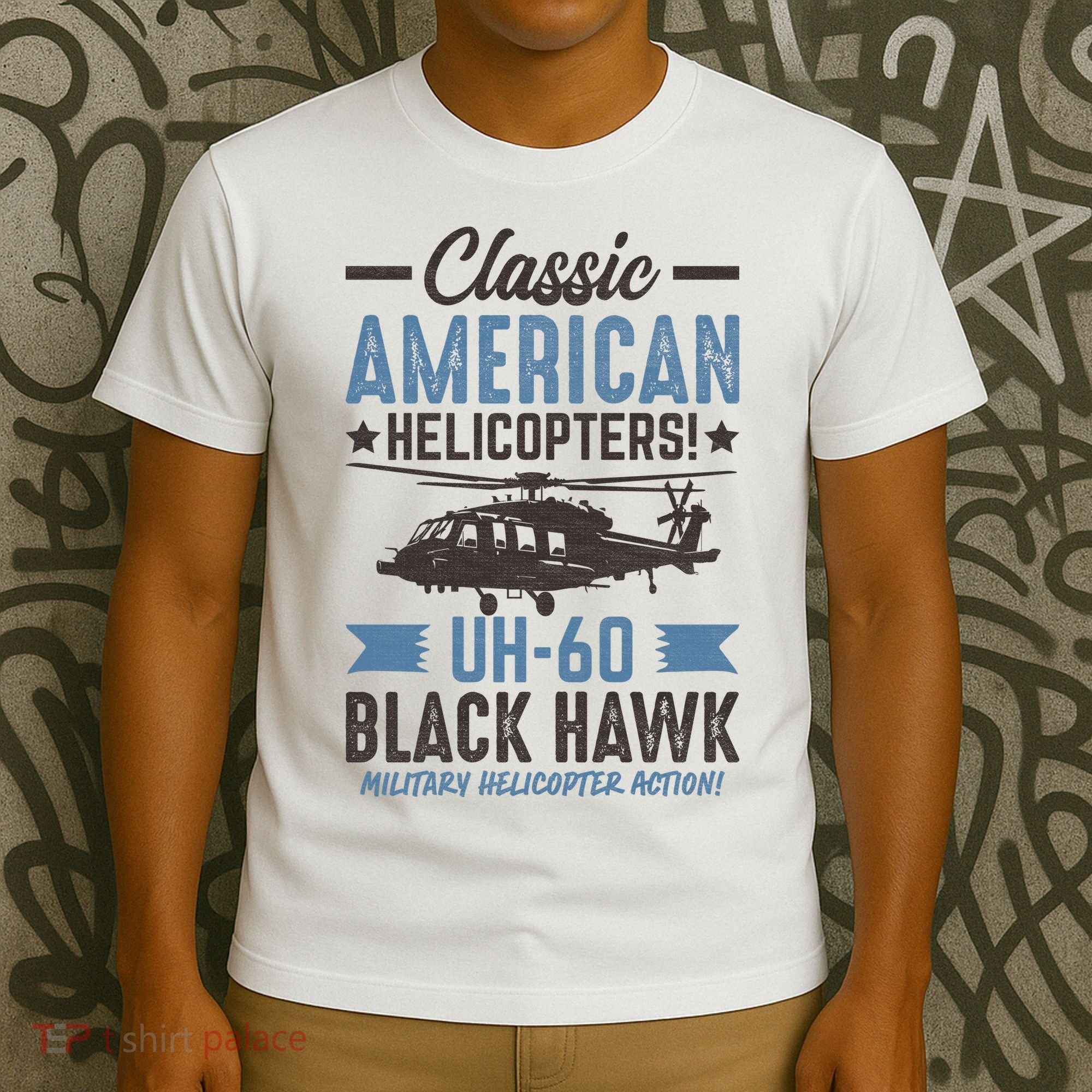 Classic American UH-60 Black Hawk Helicopter T-Shirt