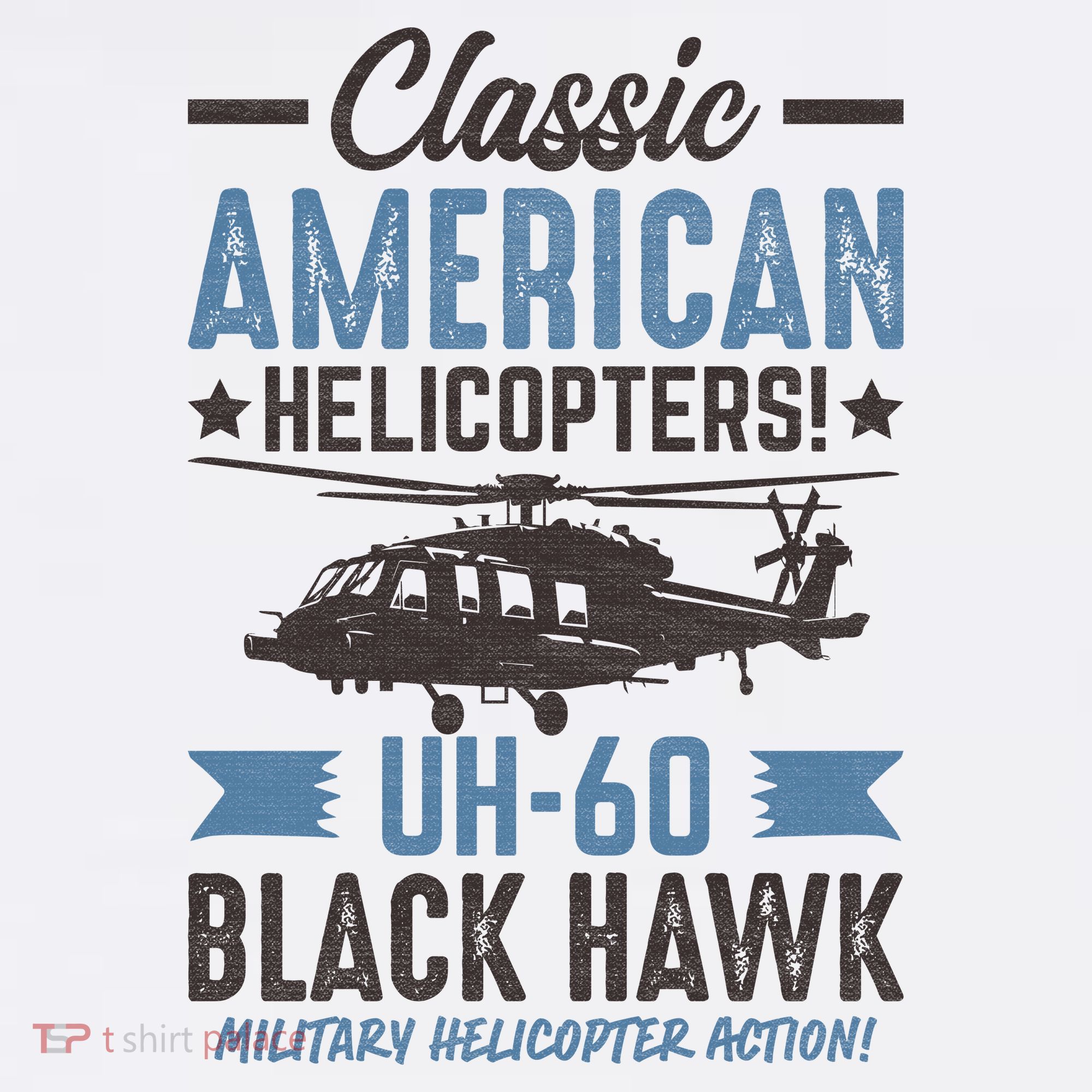 Classic American UH-60 Black Hawk Helicopter T-Shirt