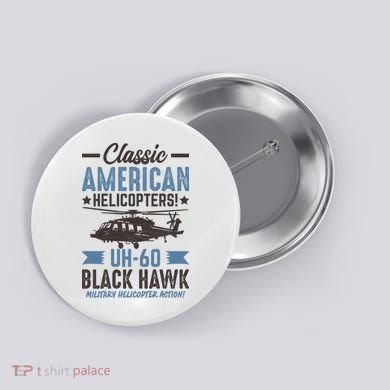 Classic American UH-60 Black Hawk Helicopter Button