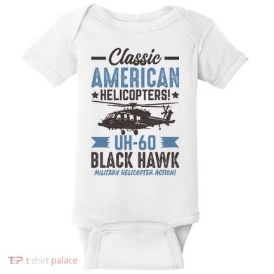 Classic American UH-60 Black Hawk Helicopter Baby Bodysuit