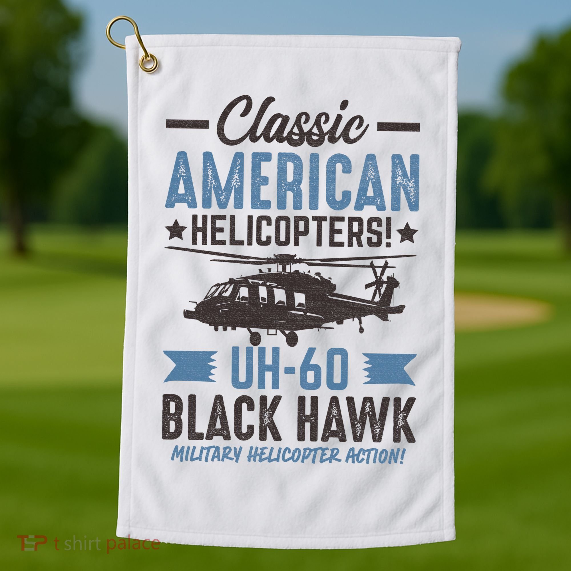 Classic American UH-60 Black Hawk Helicopter Golf Towel