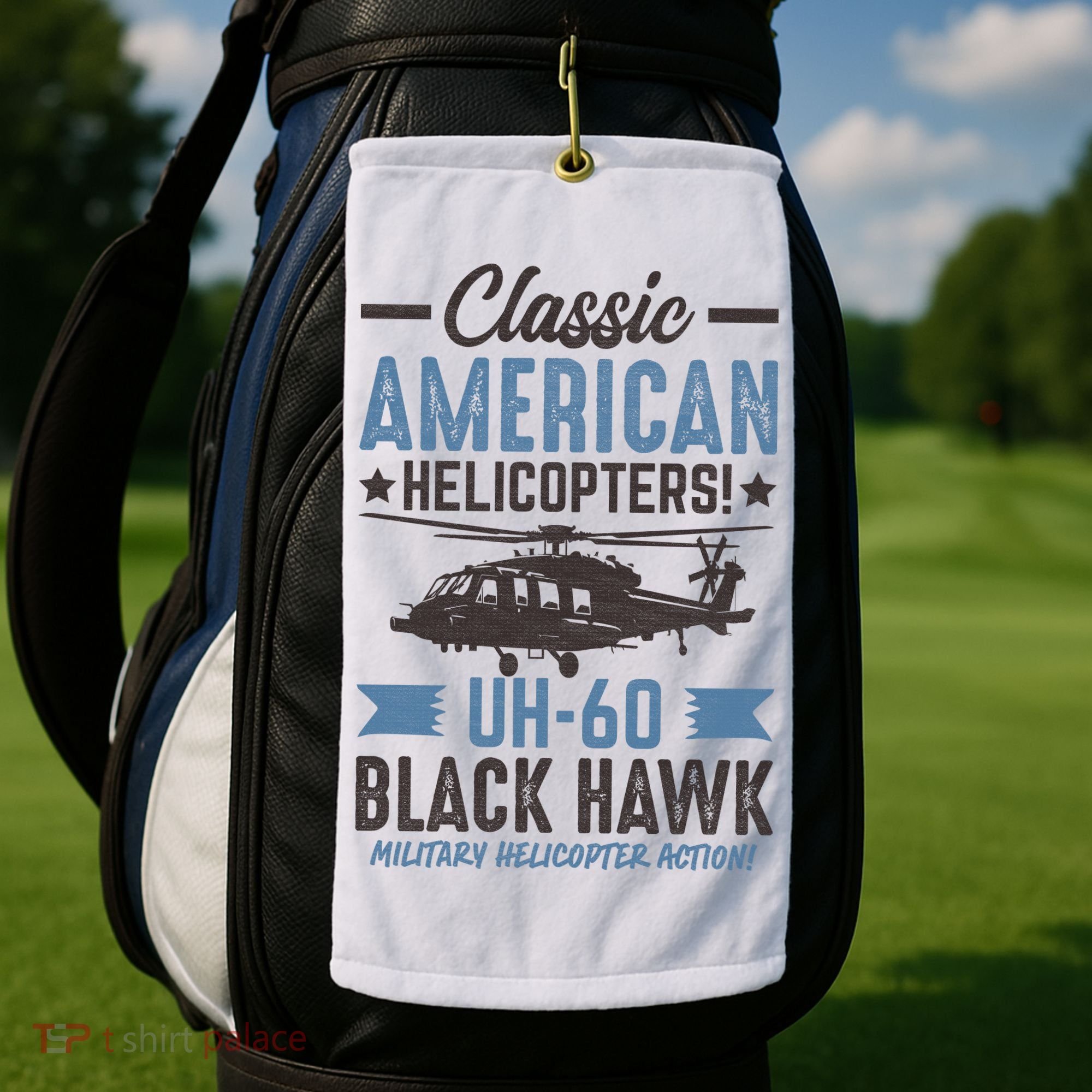 Classic American UH-60 Black Hawk Helicopter Golf Towel