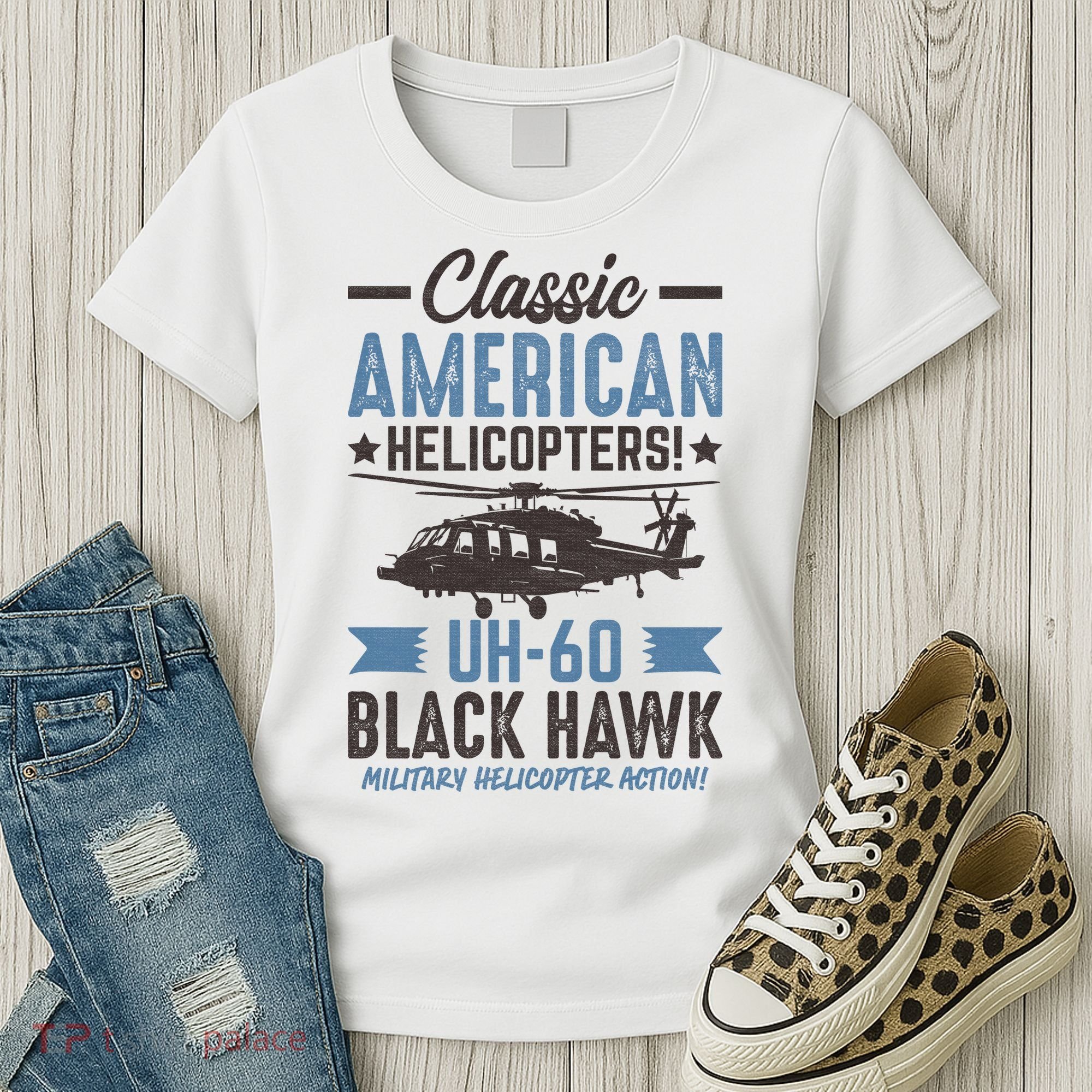 Classic American UH-60 Black Hawk Helicopter Women's T-Shirt