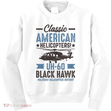 Classic American UH-60 Black Hawk Helicopter Kids Sweatshirt