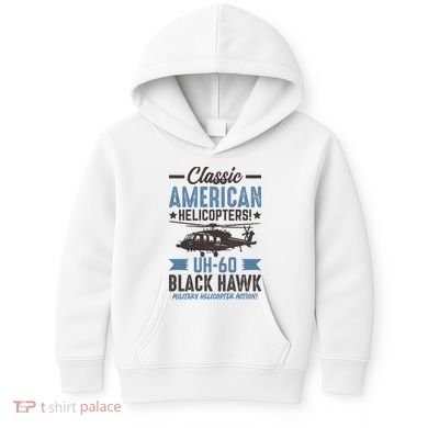 Classic American UH-60 Black Hawk Helicopter Kids Hoodie