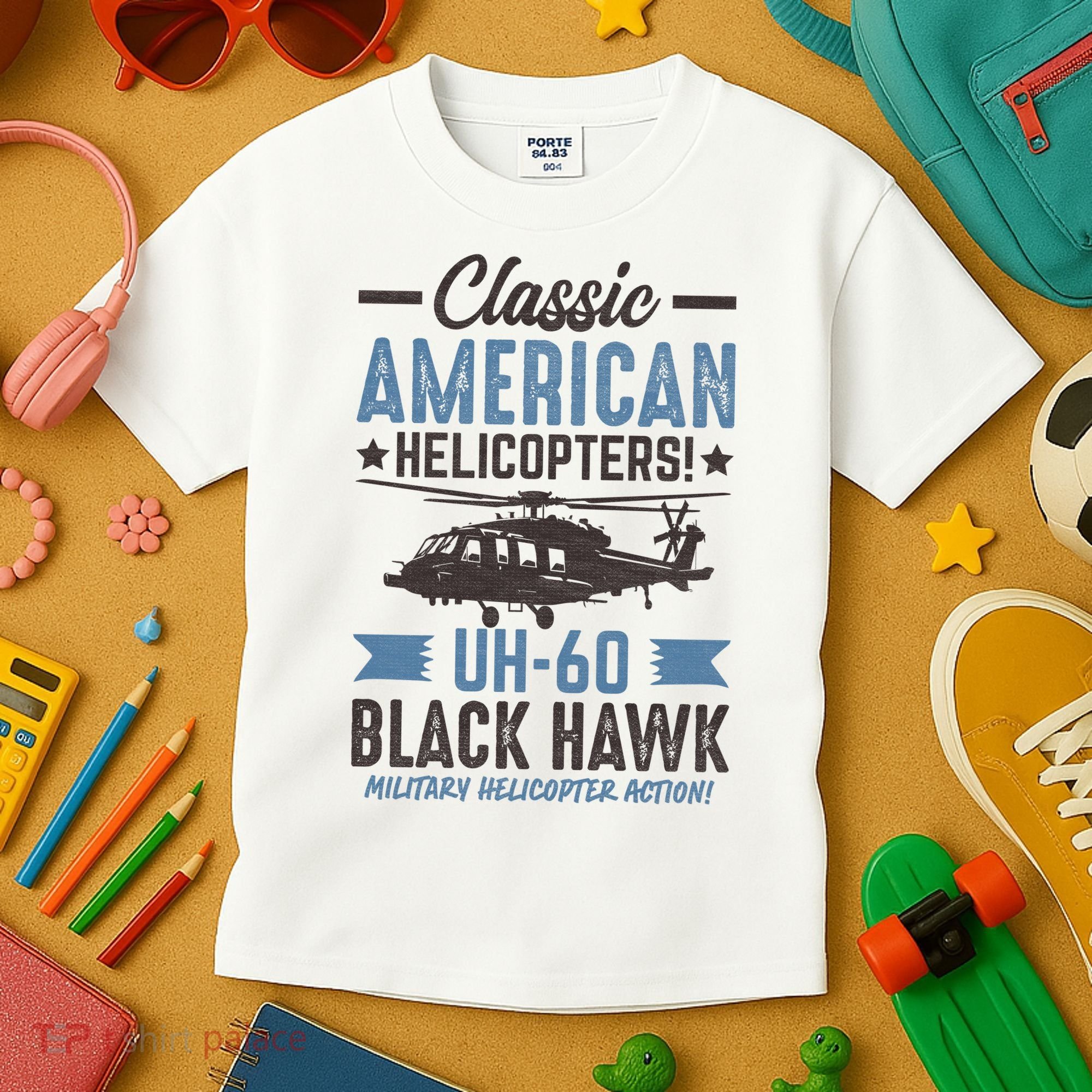 Classic American UH-60 Black Hawk Helicopter Kids T-Shirt