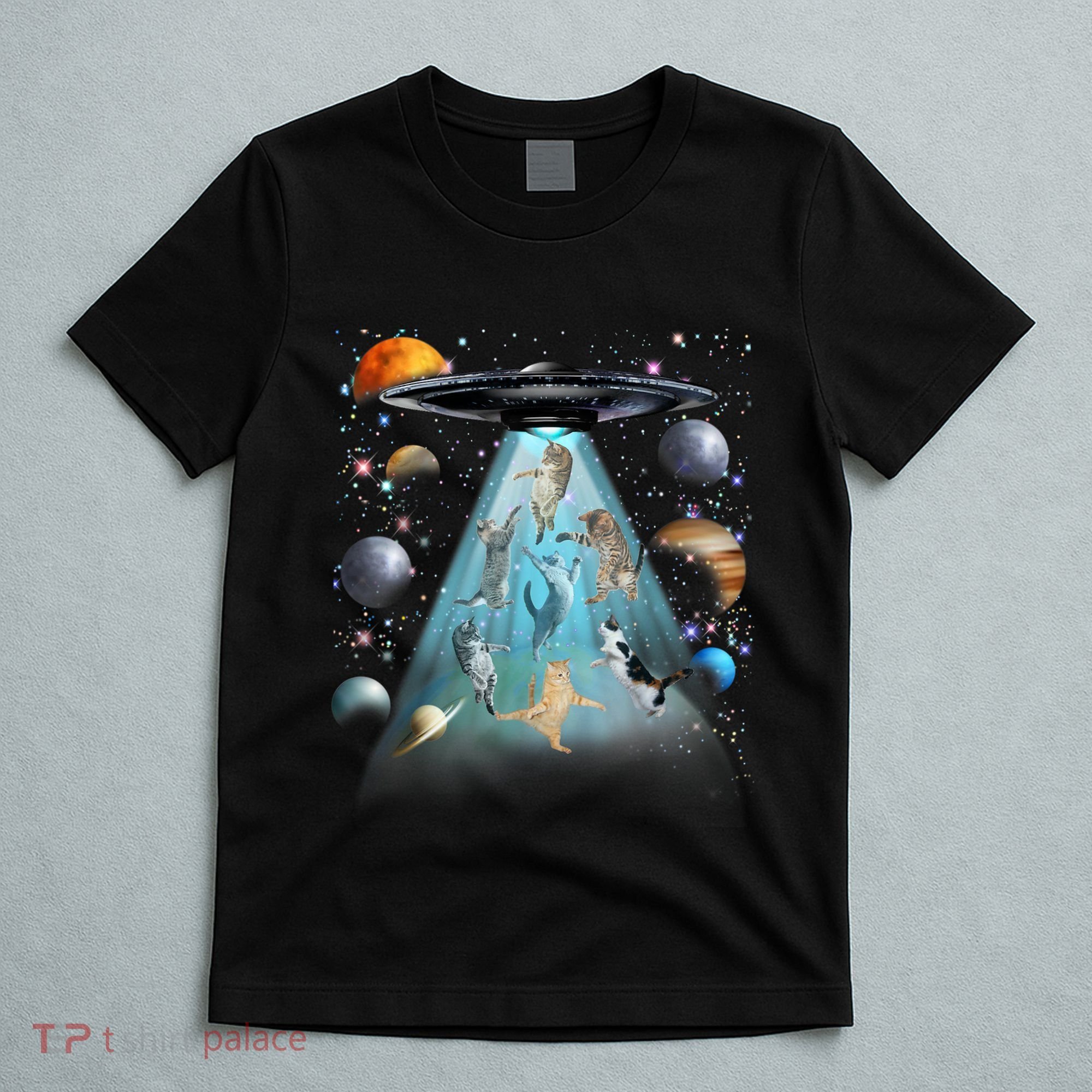 Cat Alien Ufo Gifts Space Cat Galaxy Cat Funny For Cat Dad Cat Mom Cat Lover T-Shirt