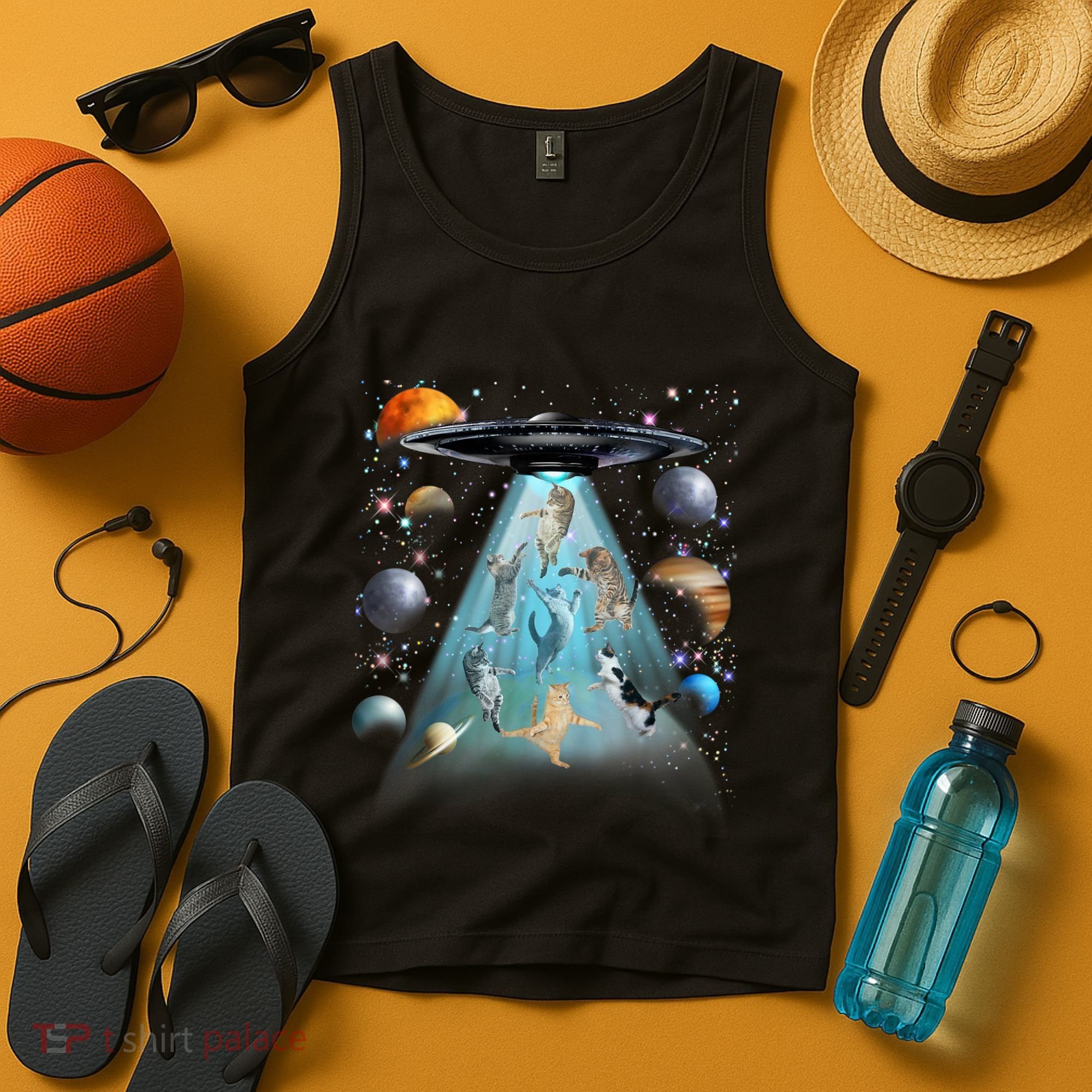 Cat Alien Ufo Gifts Space Cat Galaxy Cat Funny For Cat Dad Cat Mom Cat Lover Tank Top