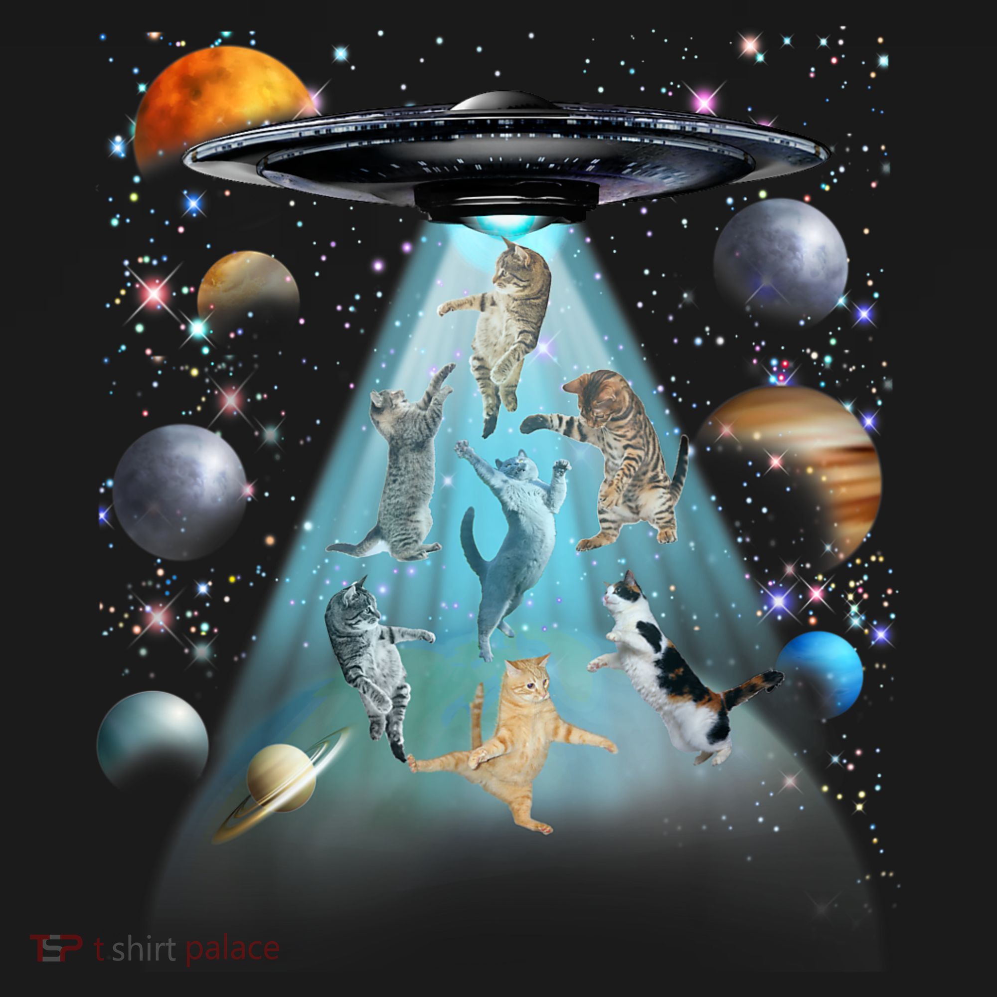 Cat Alien Ufo Gifts Space Cat Galaxy Cat Funny For Cat Dad Cat Mom Cat Lover Tank Top
