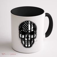 Cool American USA Flag Grunge Skull Coffee Mug thumb 1