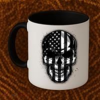 Cool American USA Flag Grunge Skull Coffee Mug thumb 2