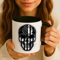 Cool American USA Flag Grunge Skull Coffee Mug thumb 3
