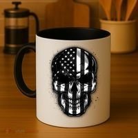 Cool American USA Flag Grunge Skull Coffee Mug thumb 4