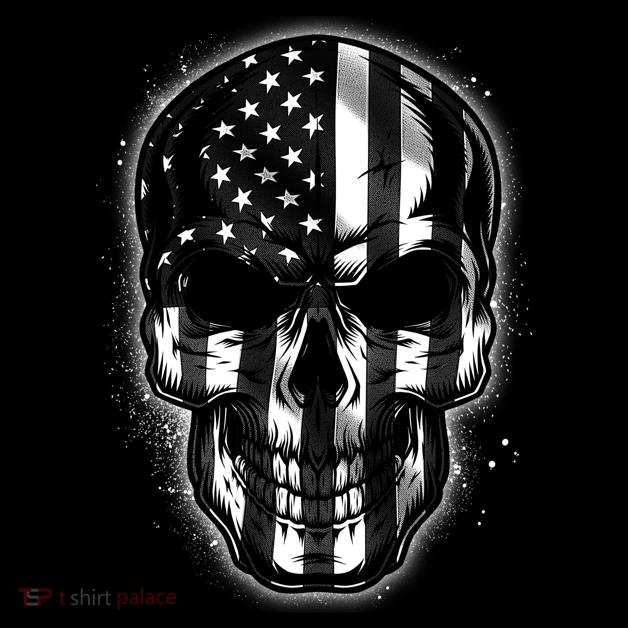 Cool American USA Flag Grunge Skull Women's Hoodie