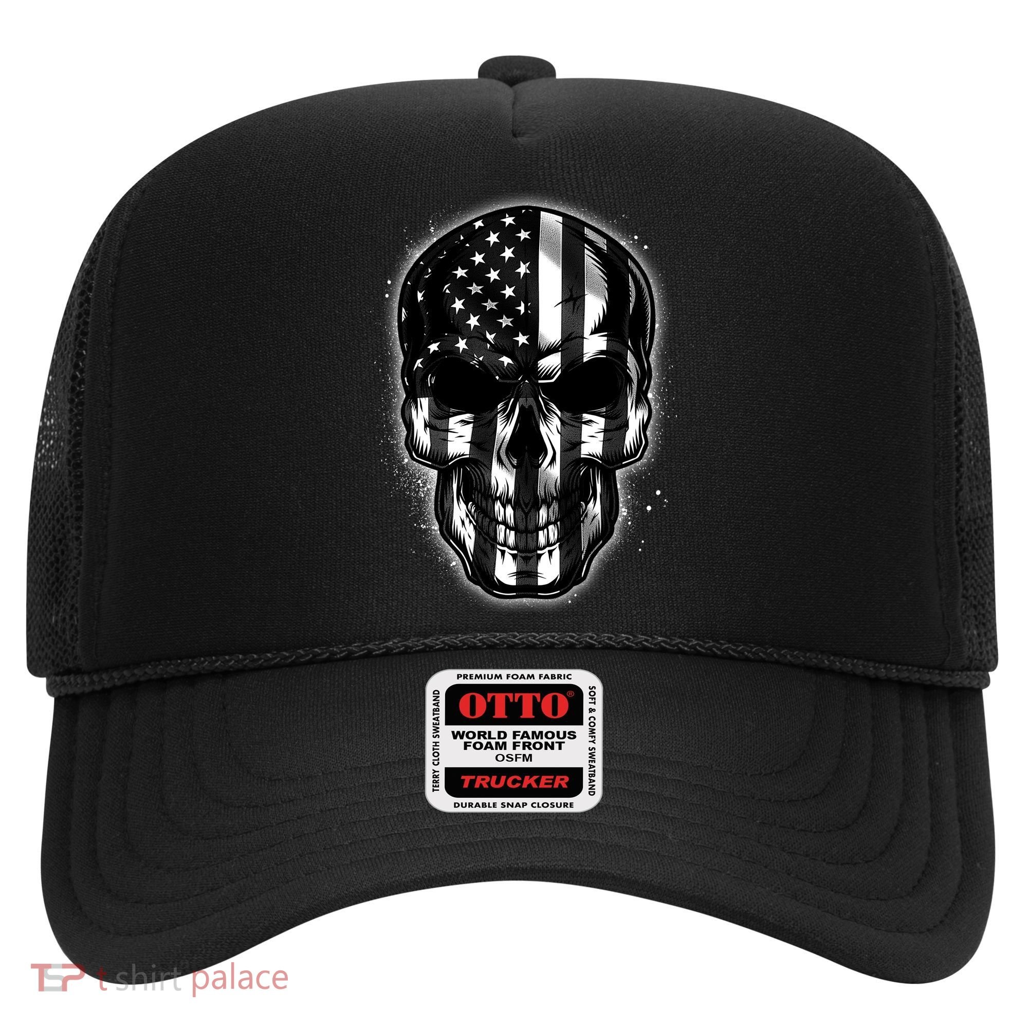 Cool American USA Flag Grunge Skull Hat