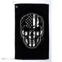 Cool American USA Flag Grunge Skull Golf Towel thumb 0