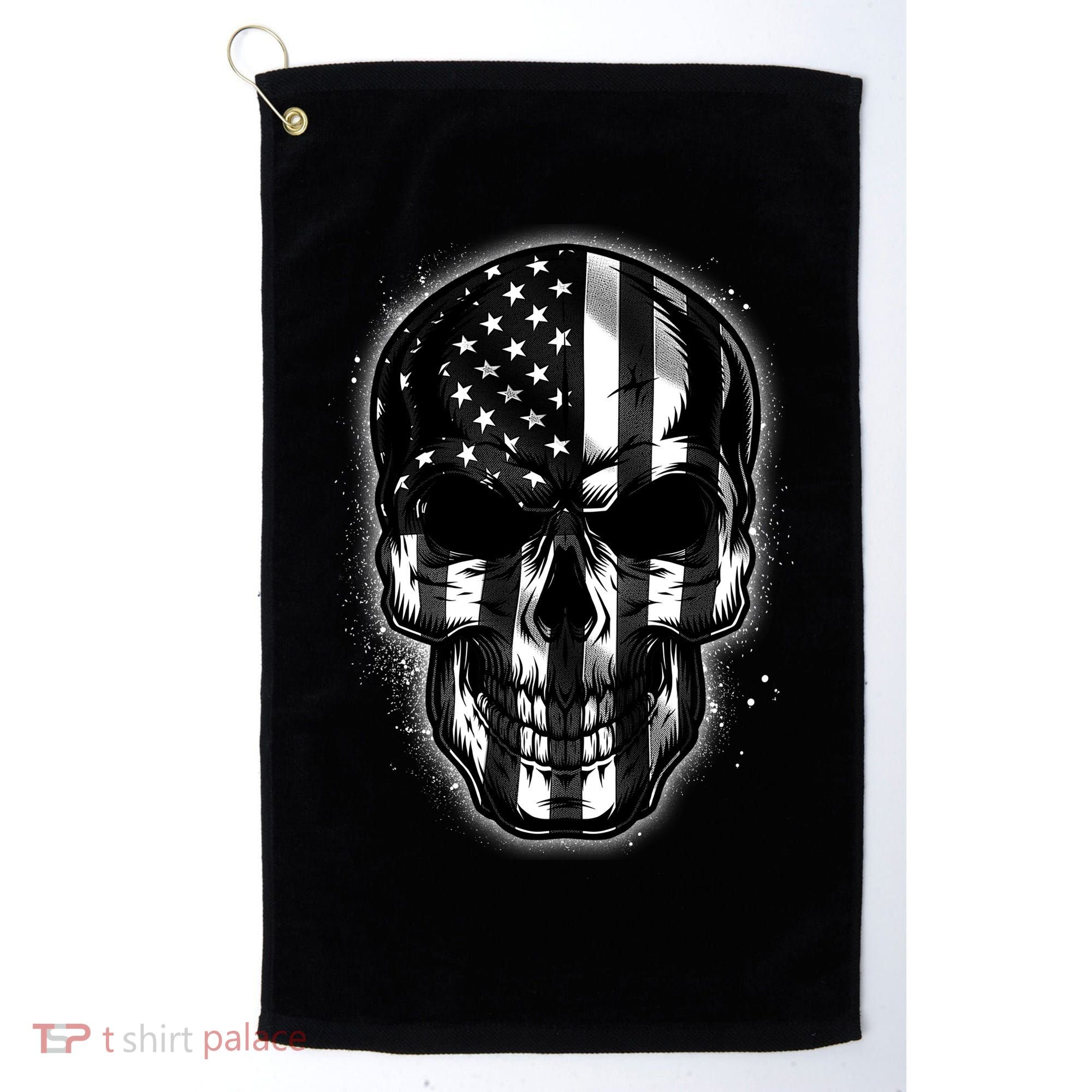 Cool American USA Flag Grunge Skull Golf Towel