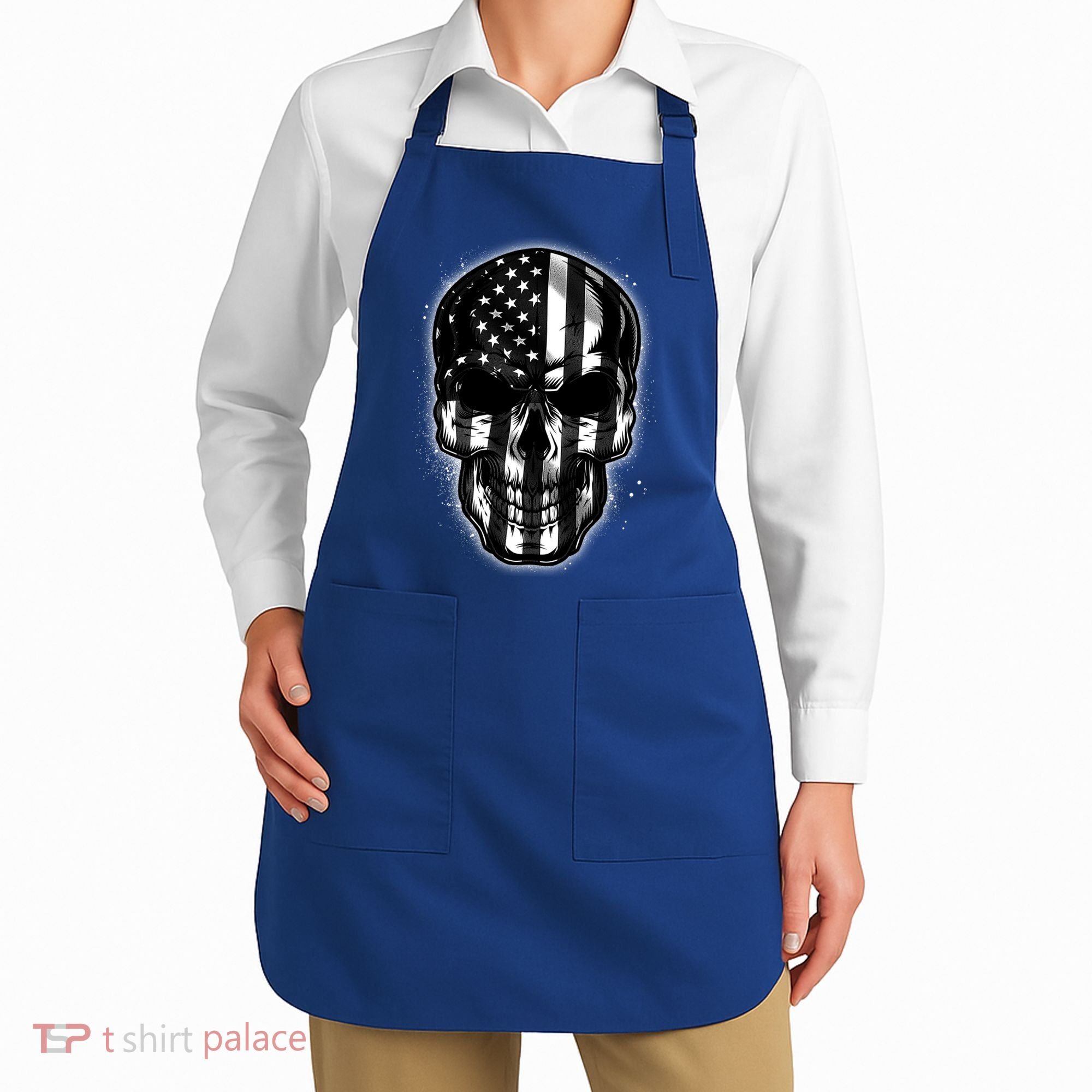Cool American USA Flag Grunge Skull Apron