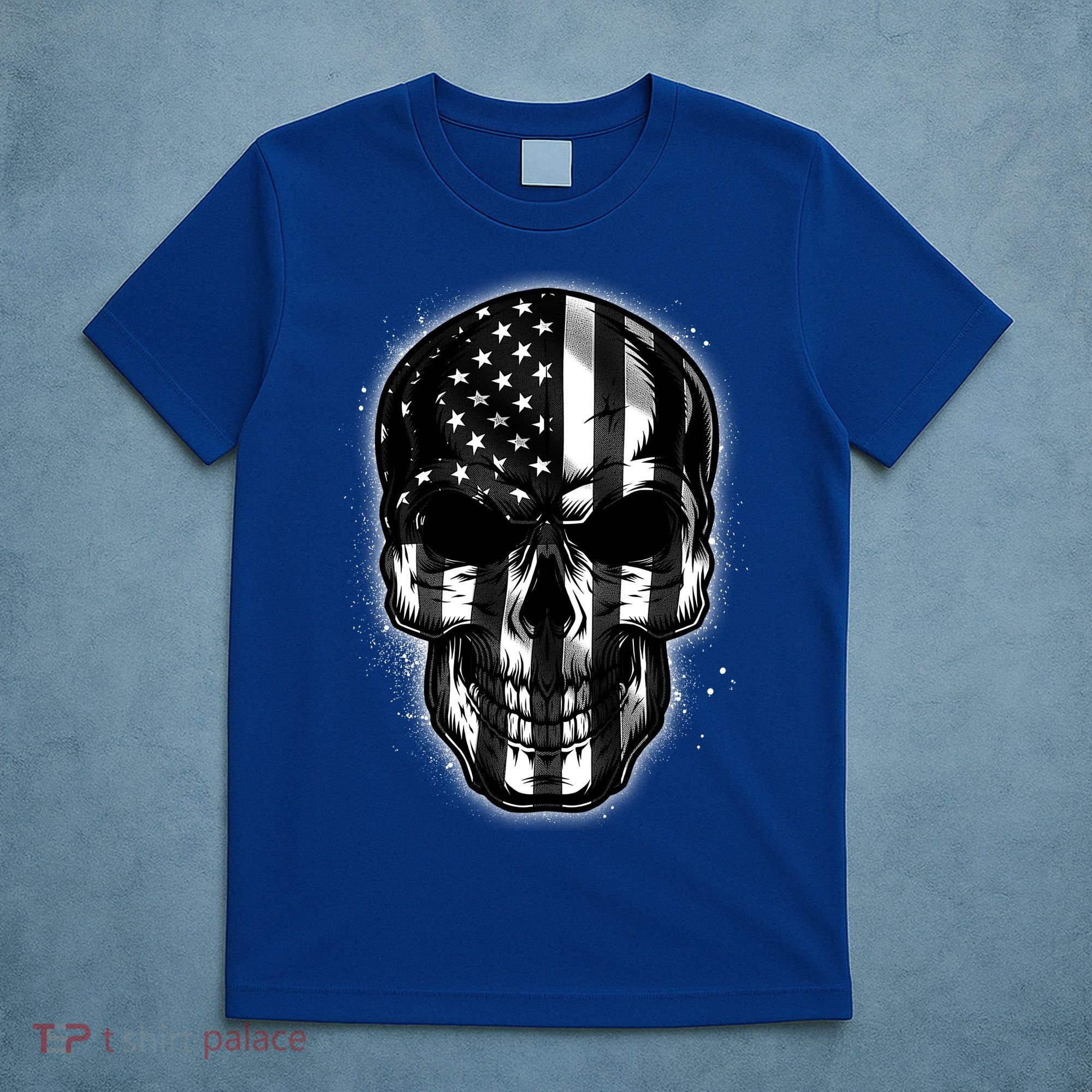 Cool American USA Flag Grunge Skull T-Shirt