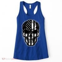 Cool American USA Flag Grunge Skull Women's Tank Top thumb 0