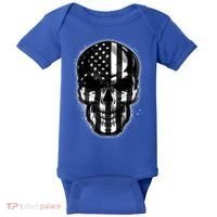 Cool American USA Flag Grunge Skull Baby Bodysuit thumb 0