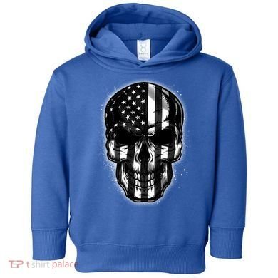 Cool American USA Flag Grunge Skull Toddler Hoodie