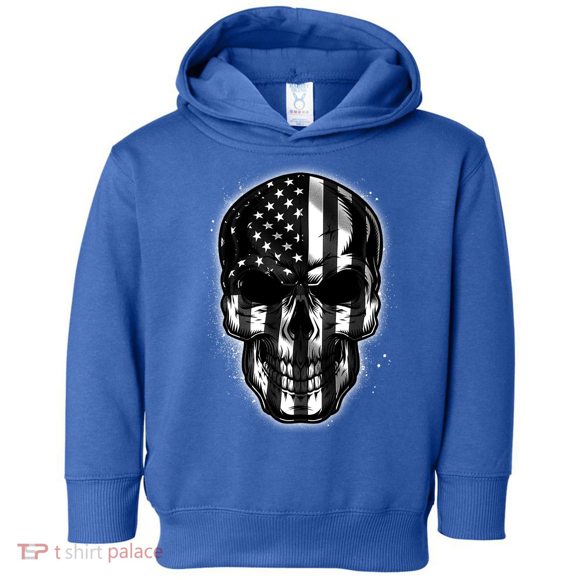Cool American USA Flag Grunge Skull Toddler Hoodie