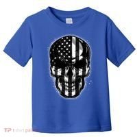 Cool American USA Flag Grunge Skull Toddler T-Shirt thumb 0