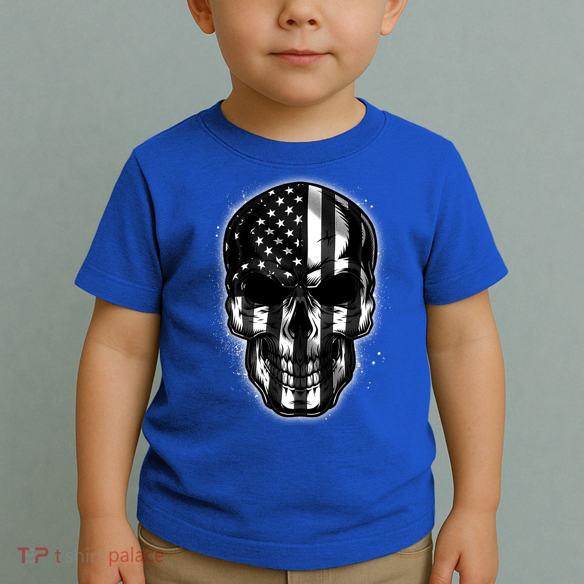Cool American USA Flag Grunge Skull Toddler T-Shirt