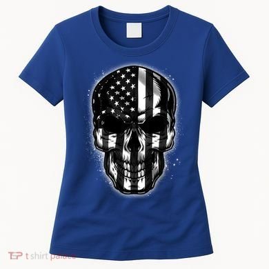 Cool American USA Flag Grunge Skull Women's T-Shirt