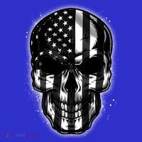 Cool American USA Flag Grunge Skull Women's T-Shirt thumb 6