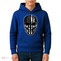 Cool American USA Flag Grunge Skull Kids Hoodie thumb 4