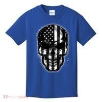 Cool American USA Flag Grunge Skull Kids T-Shirt thumb 0