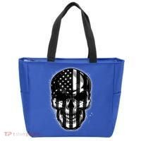 Cool American USA Flag Grunge Skull Tote Bag thumb 0