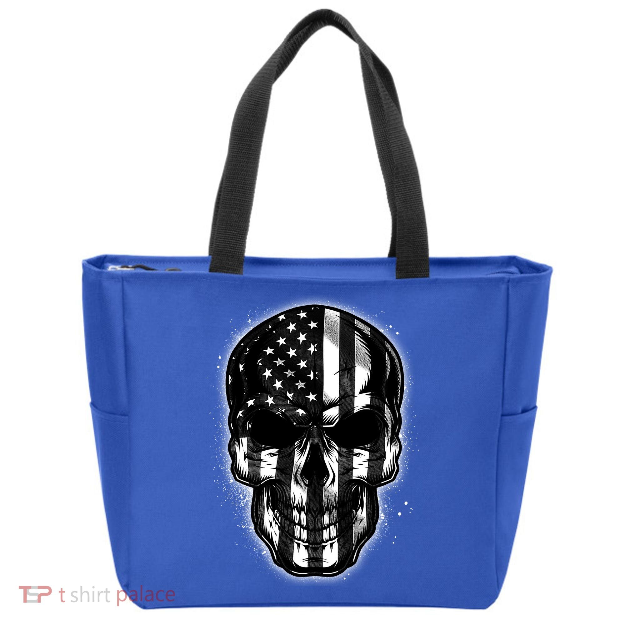 Cool American USA Flag Grunge Skull Tote Bag