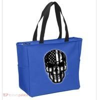 Cool American USA Flag Grunge Skull Tote Bag thumb 2