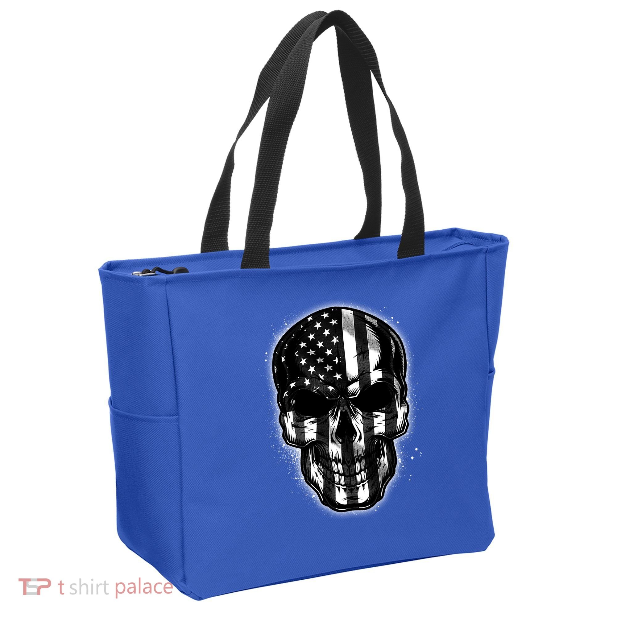 Cool American USA Flag Grunge Skull Tote Bag