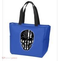 Cool American USA Flag Grunge Skull Tote Bag thumb 3