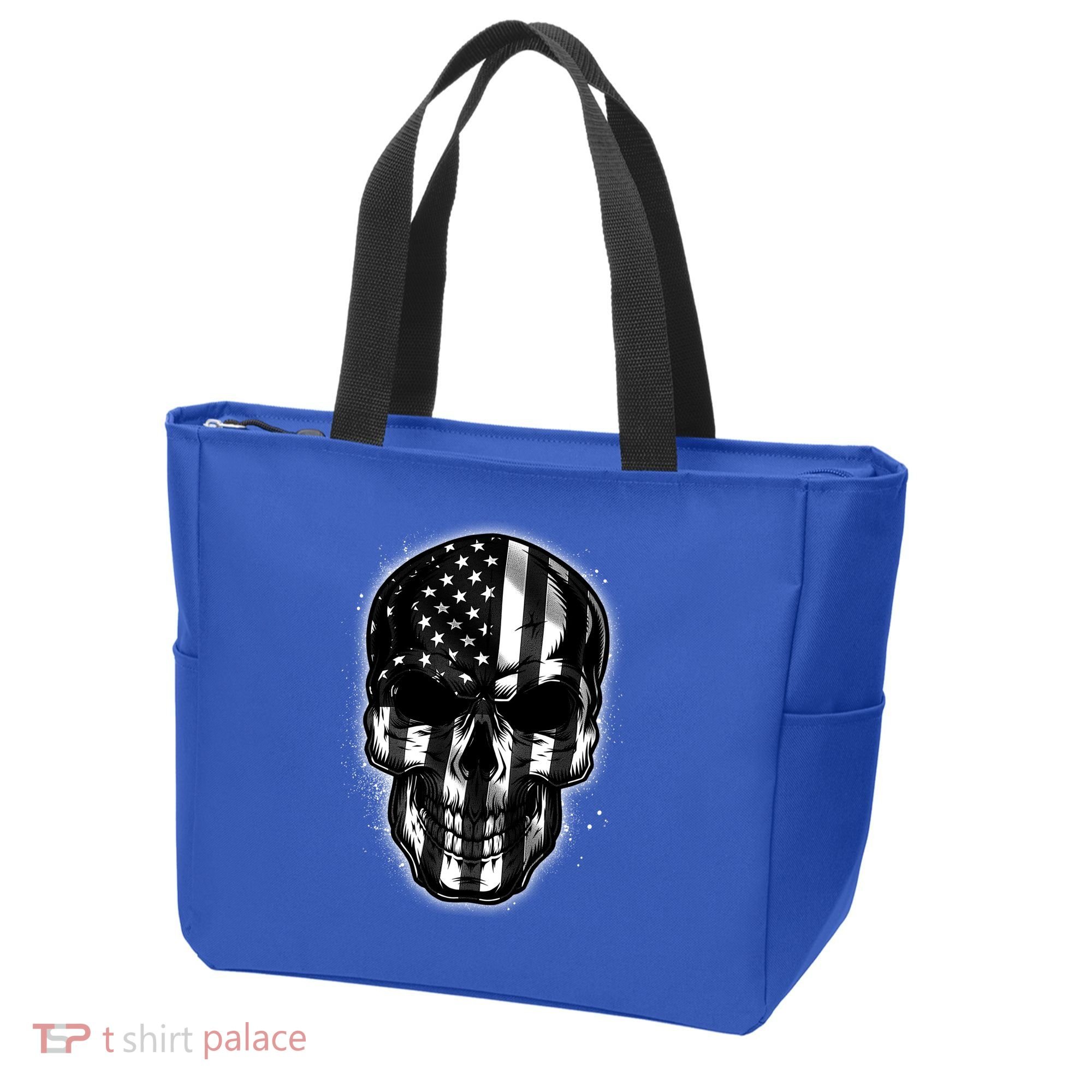 Cool American USA Flag Grunge Skull Tote Bag