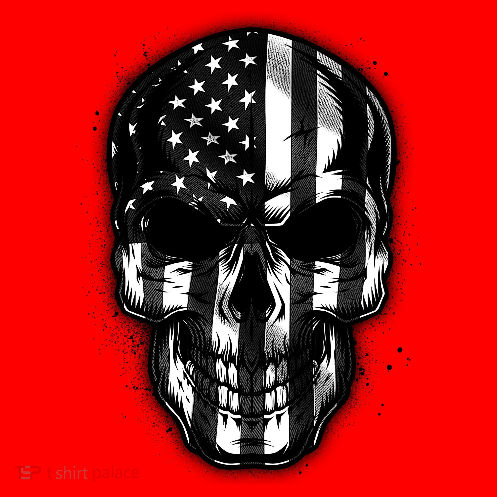 Cool American USA Flag Grunge Skull Santa Hat