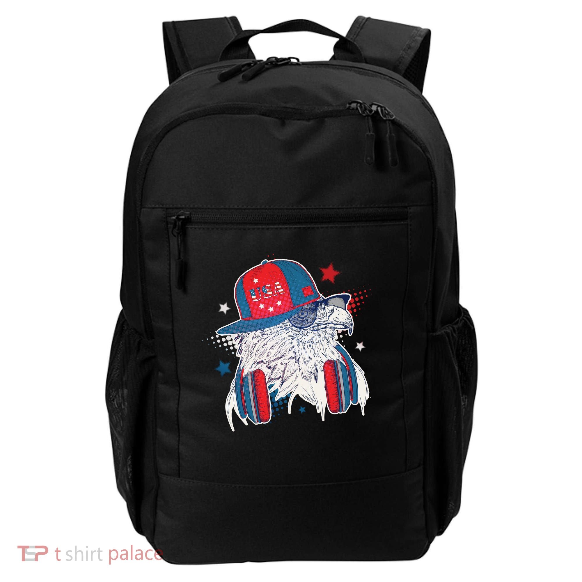 Cool American USA Flag Hipster DJ Eagle Backpack