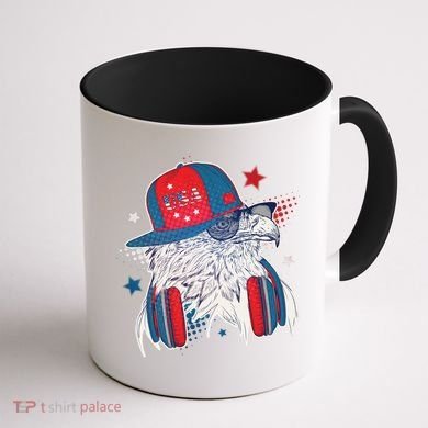 Cool American USA Flag Hipster DJ Eagle Coffee Mug back
