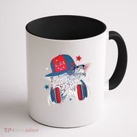 Cool American USA Flag Hipster DJ Eagle Coffee Mug thumb 1