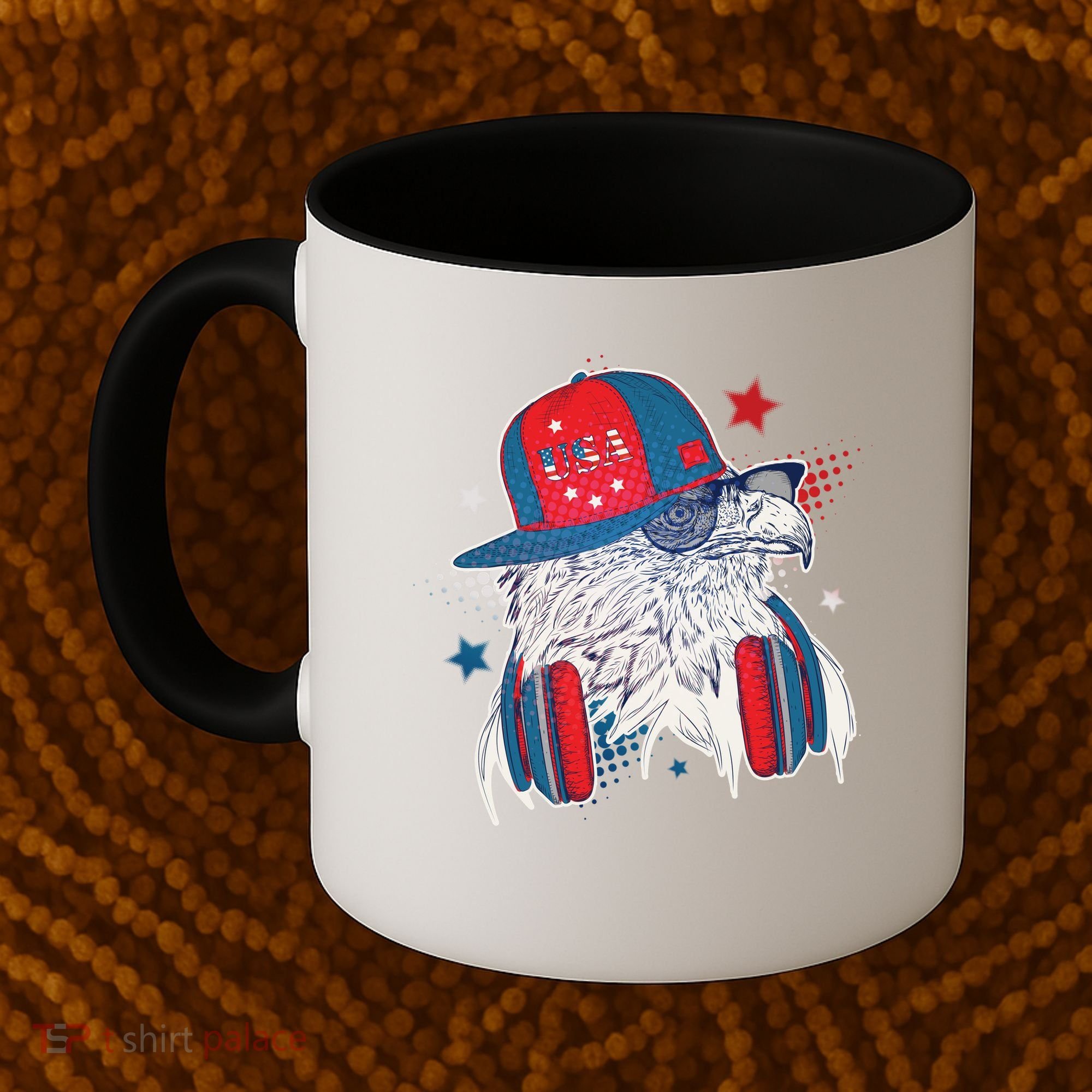 Cool American USA Flag Hipster DJ Eagle Coffee Mug